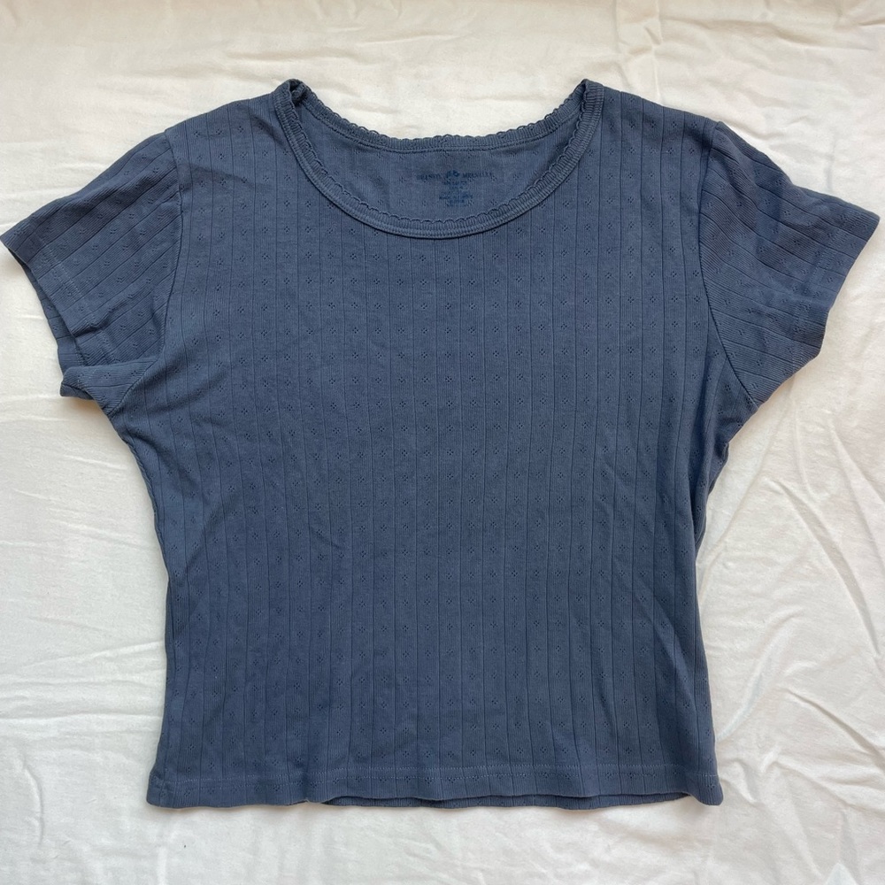 Brandy Melville blue floral detail tee